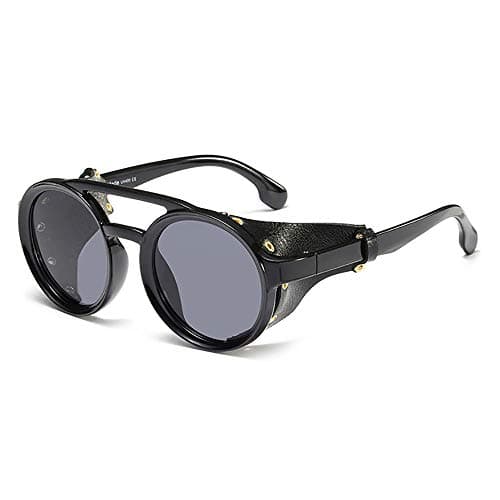 Image of SHEEN KELLY Gothic Motorcycle Sunglasses For Women Men Steampunk Vintage Round Sunglasses Wrap Retro Side Shield