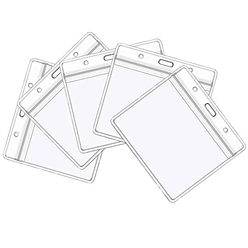 Image of 5PCS Plastic Card Holder,Clear Waterproof Plastic Badge Holders Name Tag Clear Badge ID Card Holder,Wallets Pocket Holder Double Sided Badge Holders Lanyard Card Holder for Home,Office,School