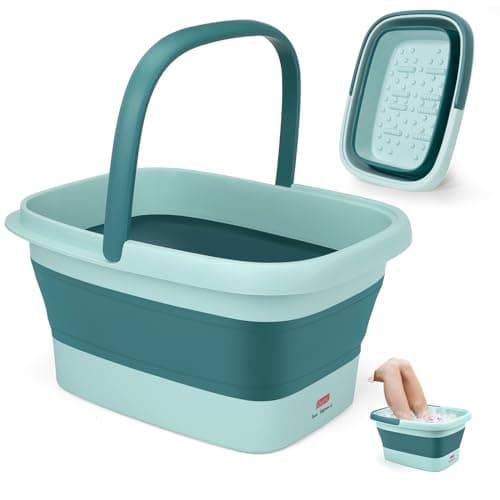 Image of DEANIC Foot Spa, Foot Bath with Massager, Collapsible Pedicure Bowl with Carry Handle, Footspa for Women and Men, Foot Soak Bowl (Blue)