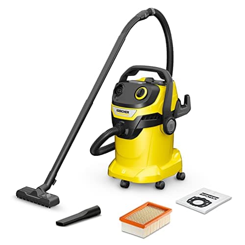 Image of Kärcher 16283020 Wet & Dry Vacuum Cleaner WD 5, Blower Function, Power: 1100w, Plastic Container: 25 L, Suction Hose: 2.2 M, Incl. Floor And Crevice Nozzle, Yellow