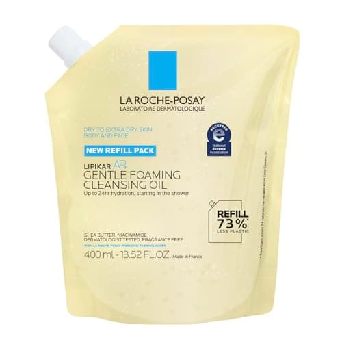 Image of La Roche-Posay Lipikar Oil AP+, Refill Pouch, Lipid-Replenishing Cleansing Oil, Niacinamide, Shea Butter, For Dry Eczema Prone Skin, Sustainable Eco Refill, 400ml