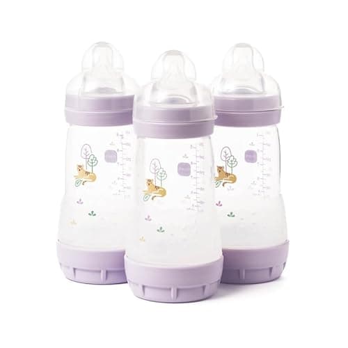 Image of MAM Easy Start Anti-Colic Baby Bottles | 3 Pack (3 x 260) | Self-Sterilising Baby Milk Bottle | Medium Flow MAM Teats Size 2 | Newborn Essentials | Color May Vary(Various Designs)