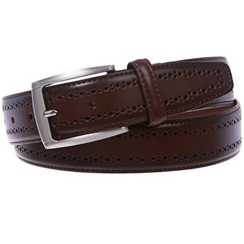 Image of Men's 1 1/4" Feather Edged Leather Dress Belt, Brown | 36/38