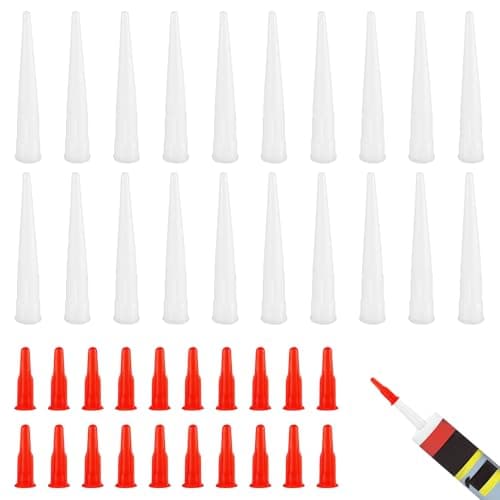 Image of 20 Set Spare Silicone Nozzles with Caps, Spare Sealant Nozzles, Caulk Nozzle Caps for Silicone Sealant, Replacement Cartridge Nozzle Tool for Sealing and Caulking Tasks, Easy Installation