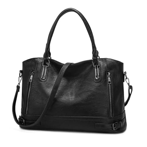 Image of VINBAGGE Designer Handbags for Ladies Large Leather Purses Tote Messenger Shoulder Crossbody Top Zipper Bag