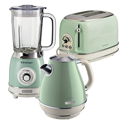Image of Ariete ARPK23 Retro Style Jug Kettle, 2 Slice Toaster & Jug Blender Set, Vintage Design, Green