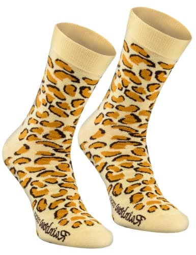 Image of Rainbow Socks - Unisex Women Men - Animal Patterned Socks – Safari And Jungle - 1 Pair - CHEETAH - 4-7