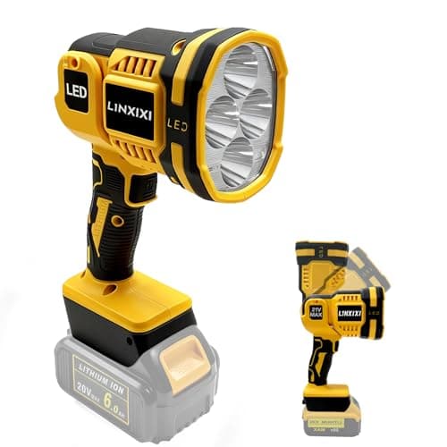 Image of Cordless LED Work Light Spotlight Compatible with DeWALT 18V/20V Battery, 1500LM Handheld Work Light, 550 Yard Beam, Pivoting Head, Flashing Mode for Job Site, Workshop & Outdoor (Tools only)