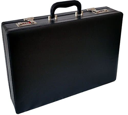 Image of ESSENTIAL PRODUCTS Smooth Nappa Faux Leather Expandable Executive Attache Case Briefcase