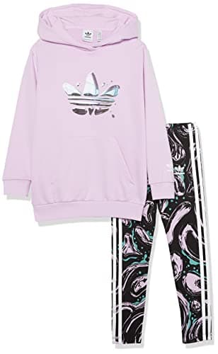 Image of adidas Originals Girls Graphic Hoodie Leggings Set Tracksuit, Bliss Lilac, XX-Small US