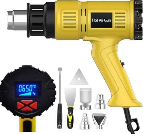Image of STEUGO Heat Gun 2000W 142℉~1112℉(60℃- 600℃)Fast Heating Heavy Duty Hot Air Gun Kit Variable Temperature Control Overload Protection with 4 Nozzles for Crafts, Shrinking PVC, LED Display(220V)