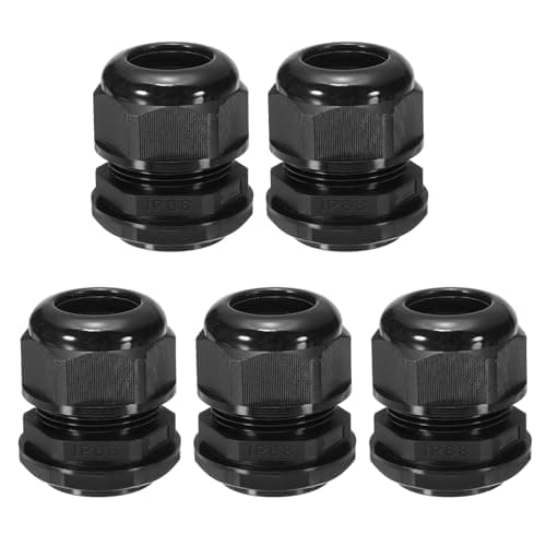 Image of sourcing map 5 Pcs PG29 Cable Glands Adjustable 18-25mm PA6 Nylon IP68 Waterproof Connectors with Seals Anti-Corrosion for Industrial/Outdoor Electrical Systems (Black)