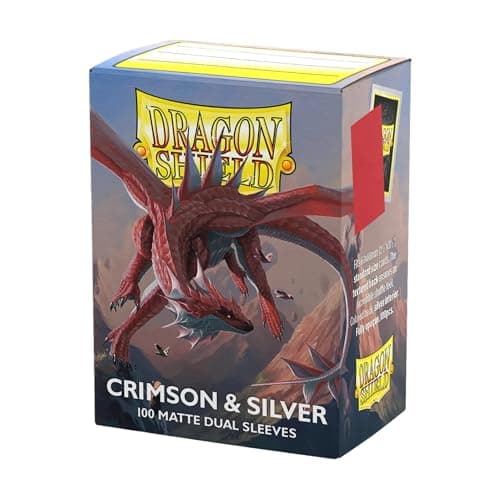 Image of Dragon Shield | Matte Dual Standard Size Card Sleeves | 100ct - Smooth & Tough Premium TCG Sleeves - Compatible with Pokemon, One Piece, and Magic: The Gathering | Crimson & Silver