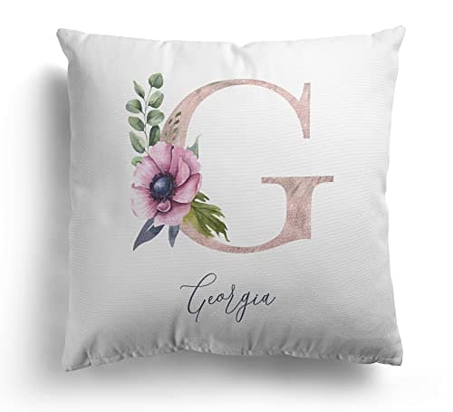 Image of Daytripper Cushion For Girls Personalised Pink Name Initial Gift For Her Custom Pillow Ladies Gifts Cover And Inner Home Decor Cushions Bedroom Pillows Floral Decor Birthday Gift (Cover & Inner)