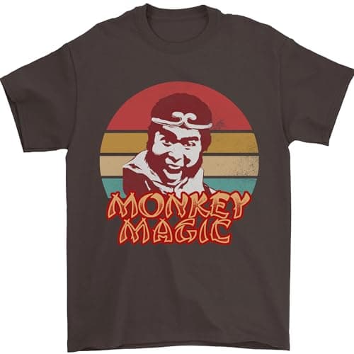 Image of Monkey Magic Mens T-Shirt 100% Cotton Dark Chocolate XL