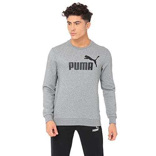 Image of PUMA ESS Logo Crew Sweatshirt FL Big Logo Men's Sweatshirt, Mens, Sweatshirt, 851747, Gris (Medium Gray Heather), M
