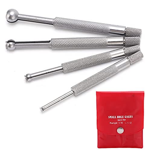 Image of HilBeliFU 4Pcs Small Hole Gauges Set, 3-13mm Full Ball Bore Gauges, Steel Full Ball Telescopic Gauges with Packing Bag, Ball Type Small Telescopic Gage for Measuring Hole Slit