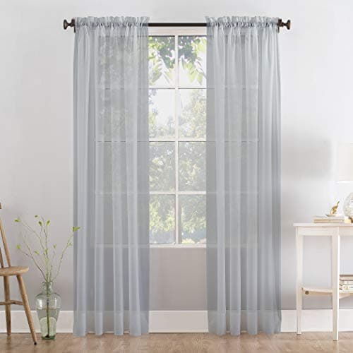 Image of Megachest a pair of slot top voile curtains (Silver Grey, 56" wideX72 drop 2 Panels)