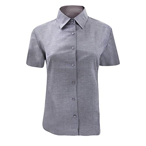 Image of Russell Collection Ladies/Womens Short Sleeve Easy Care Oxford Shirt (L) (Silver Grey)