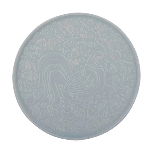 Image of Mason Cash Home to Roost 30 cm Round Platter Stoneware Folk-Inspired Hen and Cockerel Style Serving Plate, Microwave and Dishwasher Safe, Cake, Meats, Fish, Bread, and Party Platters