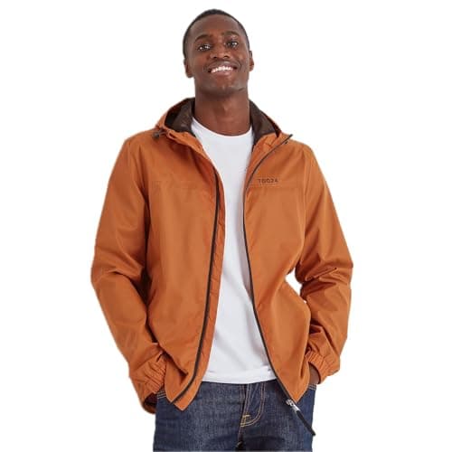 Image of TOG24 Craven Men's Rain Jacket, Waterproof, Breathable Outdoor Jacket, Lightweight Wind Jacket, Foldable Rain Jacket for Cycling, Hiking, Running, Dark Orange, 6XL