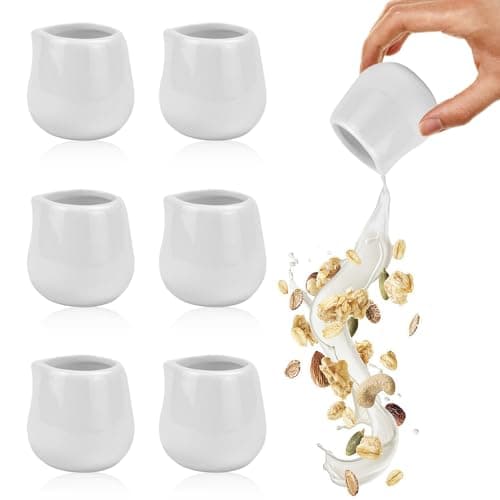 Image of SIYINGSAERY Set of 6 Milk Jug Porcelain Milk Jug 110 ml Cream Jug Small Milks Jug Porcelain Mini Cream Jugs Sauce Jugs Ceramic for Creams Sauce Salad and Food Spice