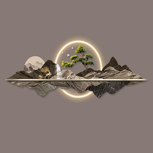 Image of ZCQMSCWW 3D LED Wall Art with Sandstone Texture, Mountain Landscape Decor and Minimalist Light Up Painting for Living Room Bedroom(G,120 * 40cm/47.2 * 15.7in)
