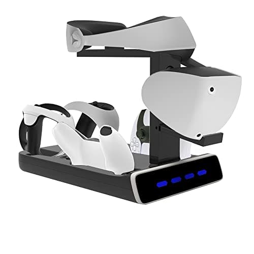 Image of PSVR2 Charging Storage Stand for Playstation VR2 and PS5 Controller - Charging Station with VR Headset Display Stand, 4 Charger Station and LED Indicators