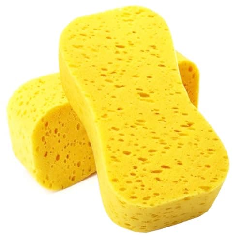 Image of Jumbo Sponges,Car Cleaning Washing & Windows - Anti Scratch Technology, Perfect For Wheels, Windscreen & Bodywork Easy Grip Thick Foam Car Sponges (2PCS Yellow)