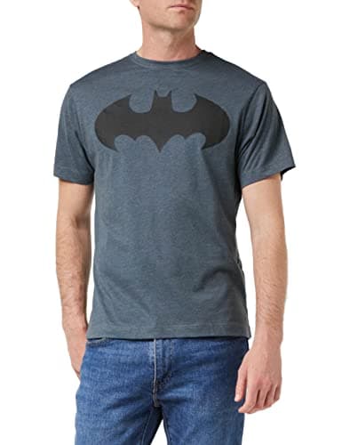 Image of DC Comics Men's Dc Comics - Mono Batman Mens T-shirt Dark Heather T Shirt, Dark Heather Grey, L UK