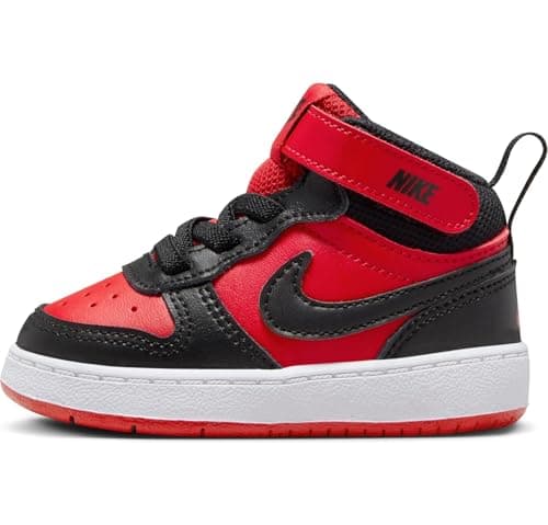 Image of Nike Unisex Kid's Court Borough Mid 2 Schuh für Babys und Kleinkinder Shoe, University Red Black White, 1.5 UK Child