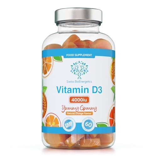 Image of Vitamin D3 Gummies 4000IU, 100µg - 60 Natural Orange Flavour Chewable Yummy Gummies - 2 Month Supply - Made in the UK