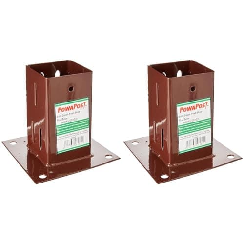 Image of BPC Fixings Powapost EasyGrip Bolt Down Post Shoe, 75 mm x 75 mm Size (Pack of 2)