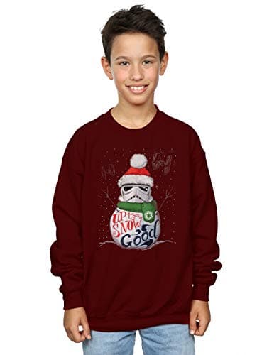 Image of Absolute Cult Star Wars Boys Stormtrooper Up To Snow Good Sweatshirt Burgundy 9-11 Years