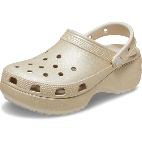 Image of Crocs Women, Classic Platform Glitter Clog W, Champagne, 4 UK Women