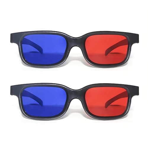 Image of BEIBXHQQ 2 Pieces Red and Blue 3D Glasses, Red and Blue Glasses, 3D Glasses, 3D Sunglasses, Anti-Fog and Anti-Scratch Lenses, Suitable for Light Shows, Holiday Parties, Home Theaters, Movie Theaters
