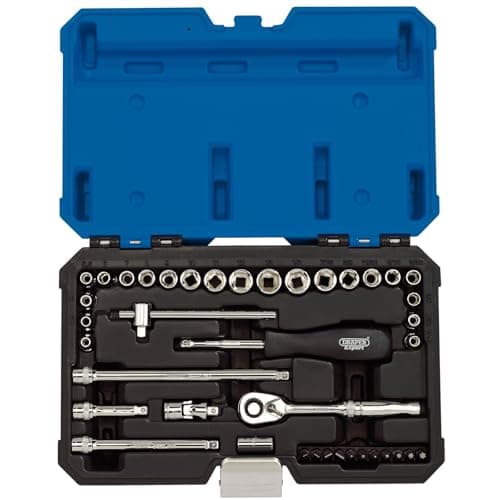 Image of Draper 16464 1/4-Inch Square Drive Combined mm/AF Socket 40 Piece Set , Blue