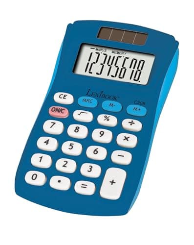 Image of Lexibook, FRUITIES® Pocket Calculator, 8 digits, 4 operations, Basic and advanced functions, Solar and battery powered, Blue, C208A