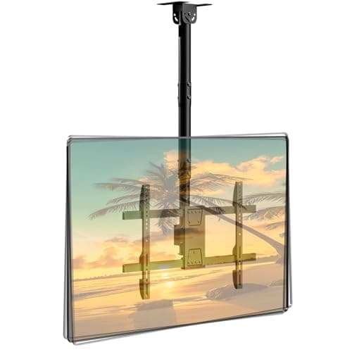 Image of Ceiling TV Mount for 43-86 Screens, Hanging TV Bracket with Height Adjustable Pole Fits Most LCD LED OLED 4K TVs Supports up to 132lbs, Max VESA 600x400mm,Black