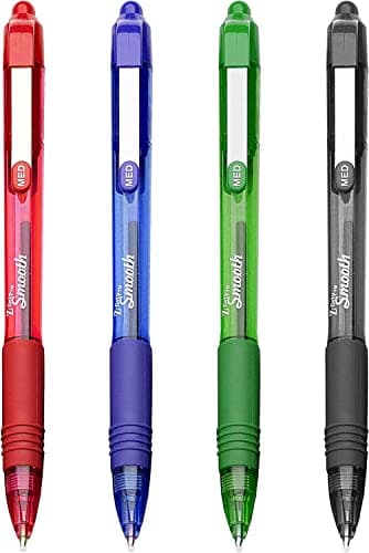 Image of Zebra Z-Grip Smooth - Retractable Ballpoint Pen - Pack of 4 - Black, Blue, Red and Green