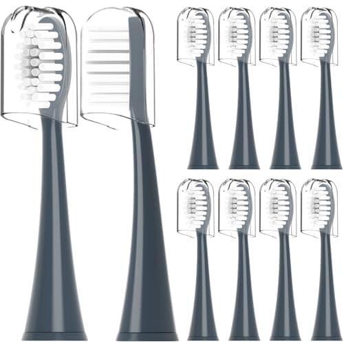 Image of Replacement Toothbrush Heads Compatible with Ordo Electric Toothbrush,for Ordo Sonic Electric Toothbrush,with Dust Cover,10 Pack (Charcoal Grey, M)