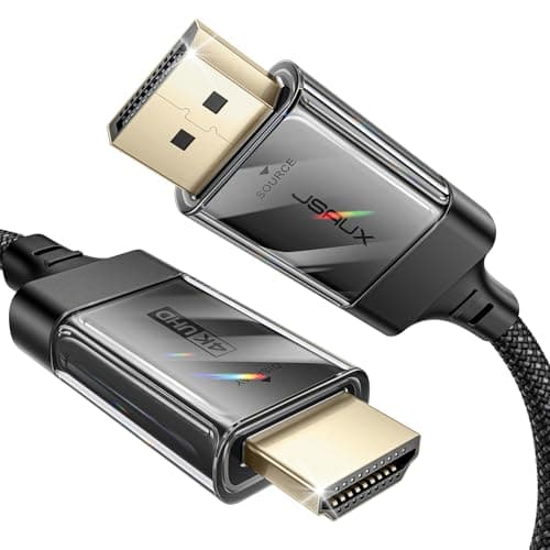 Image of JSAUX 4K DisplayPort to HDMI Cable 3M, UHD 4K@60Hz Gold-Plated Unidirectional DP(Male) to HDMI(Male) Lead with Audio and Video Compatible with Monitors/Projector/HDTV, Lenovo, Dell, HP Black