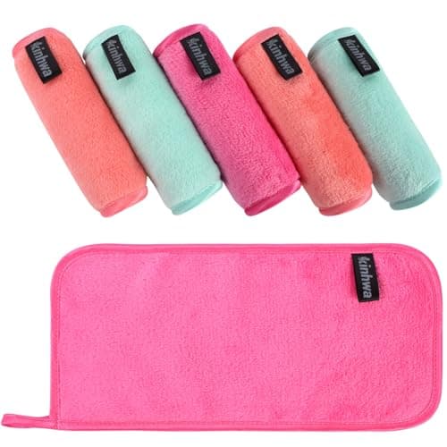 Image of KinHwa 6 Pack Microfibre Face Cloths - Reusable Makeup Remover Cloths for Sensitive Skin - Ultra Soft Flannel Face Towels for Washing Face, 15x30cm