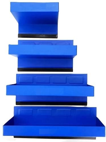 Image of Unibos | 4-Piece Blue Magnetic Tray Tool Shelf Set | Durable Storage & Varieties of Use | Magnetic Attaches to Any Metal Surface Such As Metal Walls & Cabinet