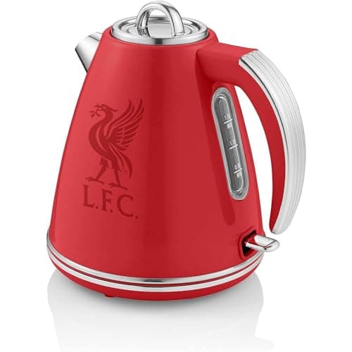 Image of Swan Liverpool F.C 1.5 Litre Retro Jug Kettle, Red, 360 Degree Rotational Base, Stainless Steel, SK19020LIVRN