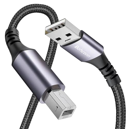 Image of Bohconn USB Printer Cable 1M USB 2.0 Type A Male to B Male Printer Scanner Cord Compatible with Canon, HP DeskJet/Envy, Lexmark, Dell, 3D, DAC, Xerox, Samsung etc