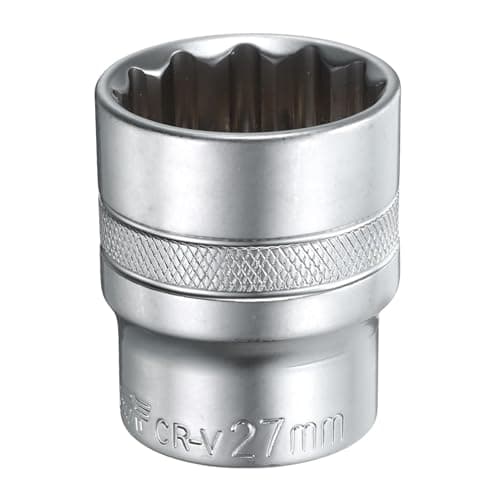 Image of Youzzei 27mm 1/2 Inch Square Drive Socket, 12 Point Metric Socket, Polishing Chrom Vanadium Alloy Steel 27mm Sockets 1/2" Drive for Car Repair Mechanical Maintenance Home Use