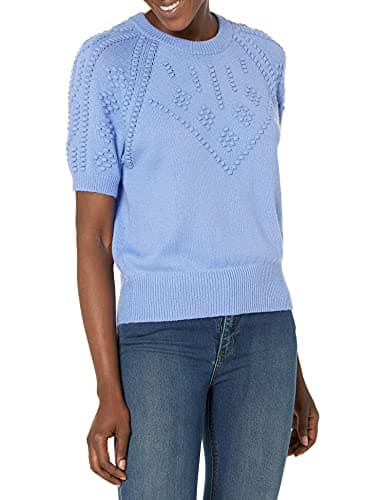 Image of French Connection Women's Karla Knitted Short Sleeve Jumper, Bay Blue, S