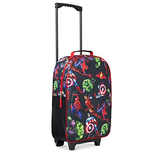 Image of Marvel Kids Suitcase - Foldable Trolley Bag 47 x 30cm, 2 Wheels Extendable Handle - Boys Gifts (Multicolor Avengers)