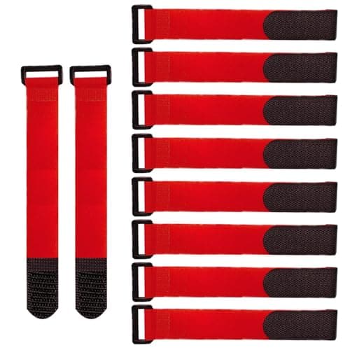 Image of QitinDasen 20 Pieces 20 X 2 cm Nylon Cable Ties, Reusable Cable Straps, Adjustable Hook and Loop Cinch Straps, Multipurpose Wire Organizer (Red)
